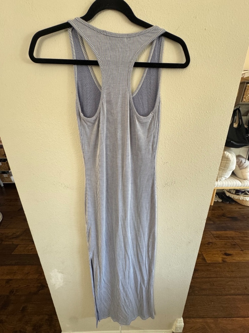 Lulus Small Blue Ribbed Racerback Maxi Dress - Picture 4 of 5